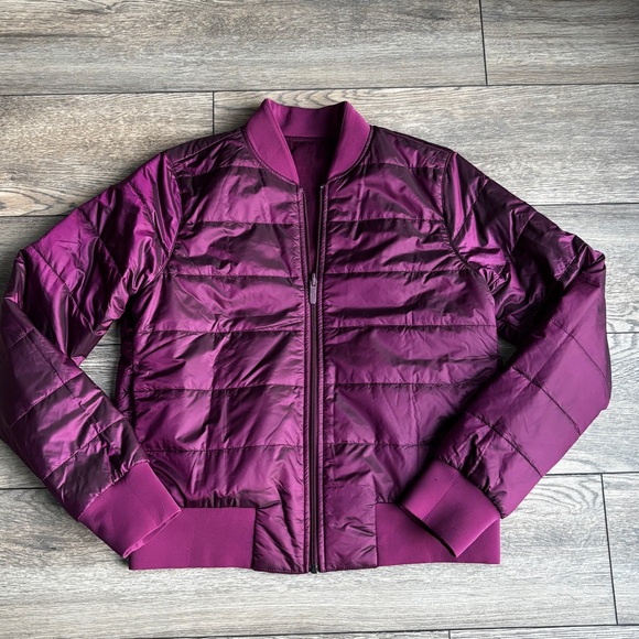 Lululemon Non-Stop Bomber Reversible Jacket Coat Purple Marvel Sz 8 - Picture 1 of 16